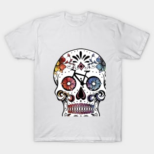 Watercolor cycling sugar skull T-Shirt